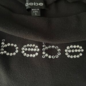 Bebe Black Rhinestone Logo Top
